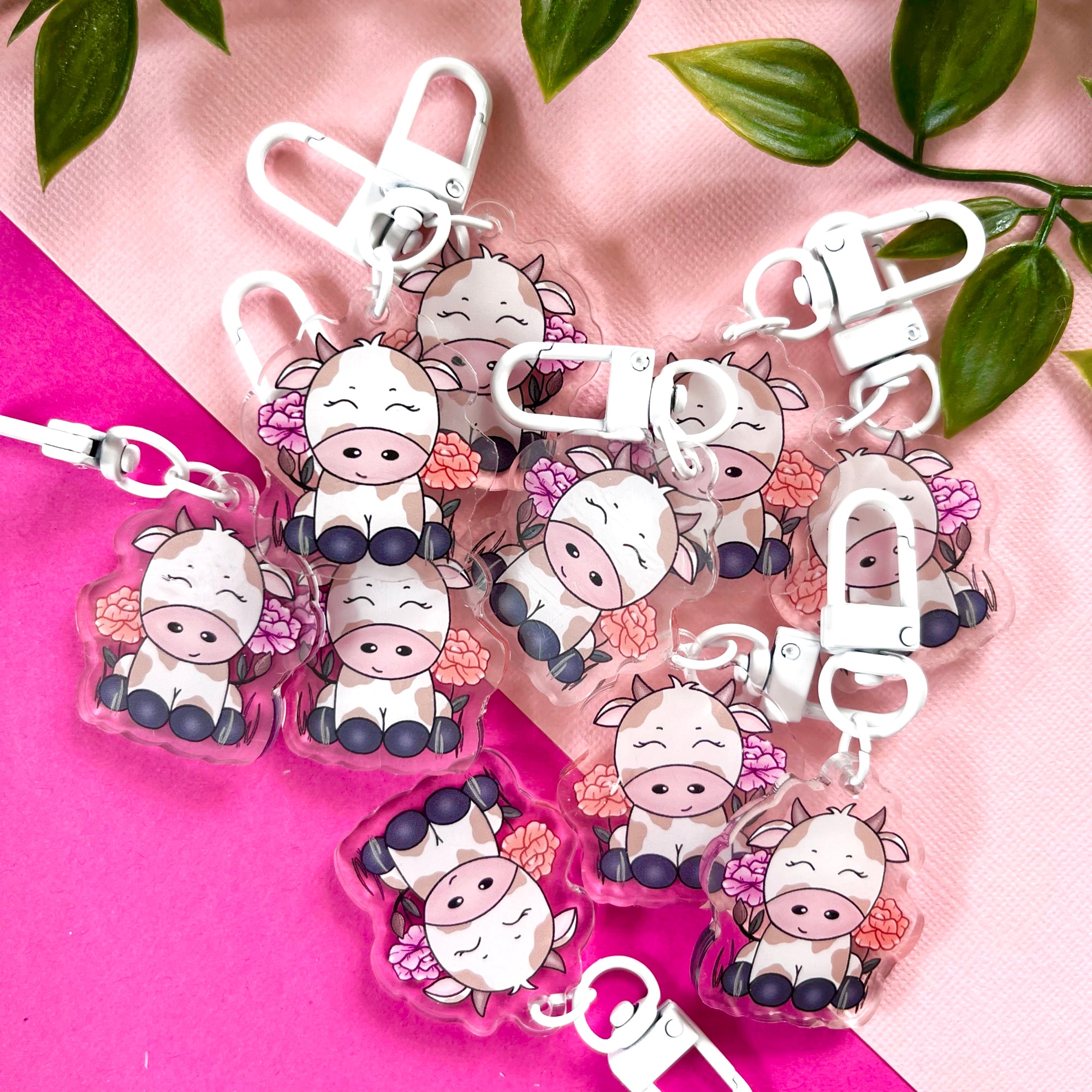 Caramel Cow Acrylic Keychain