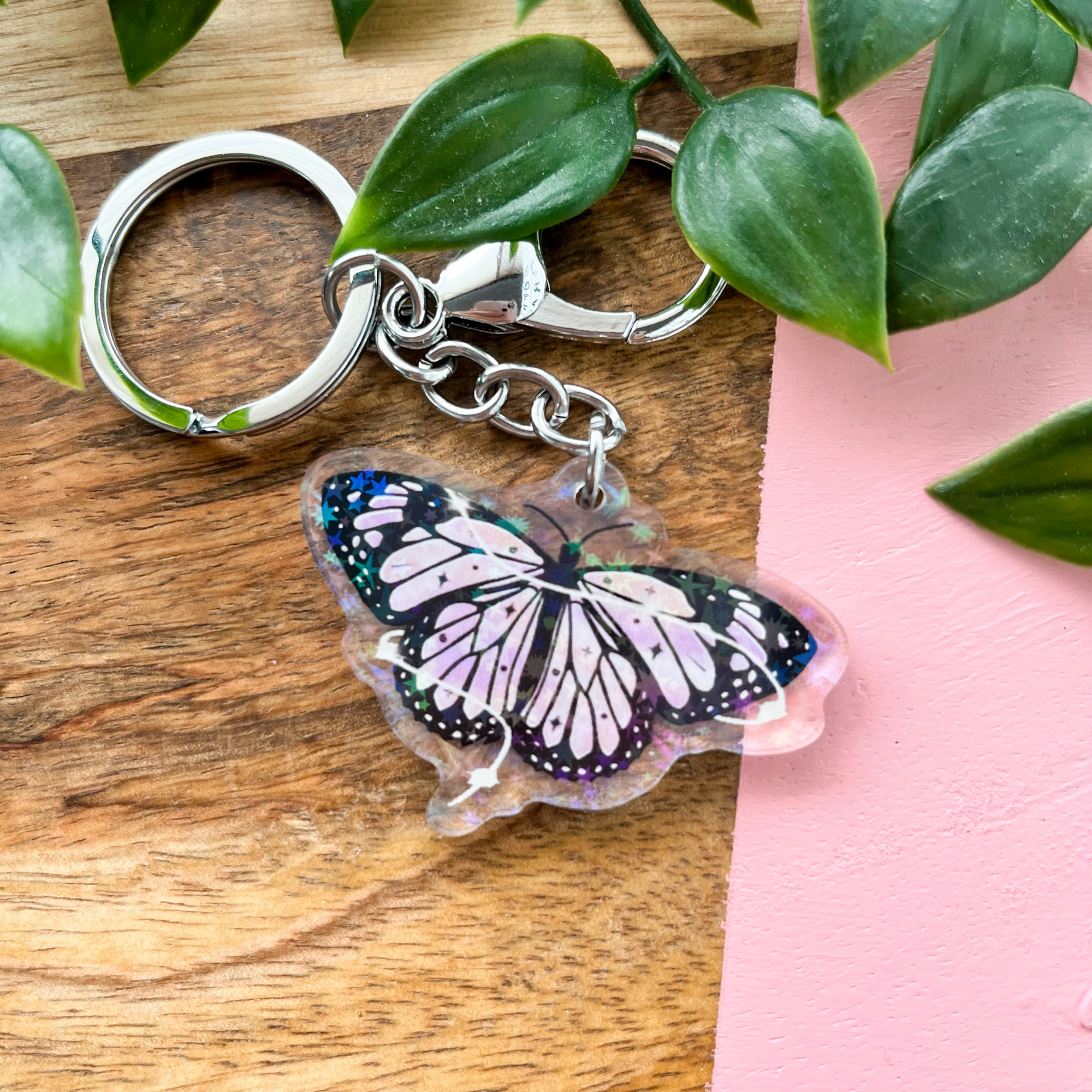 Holographic Butterfly Keychain