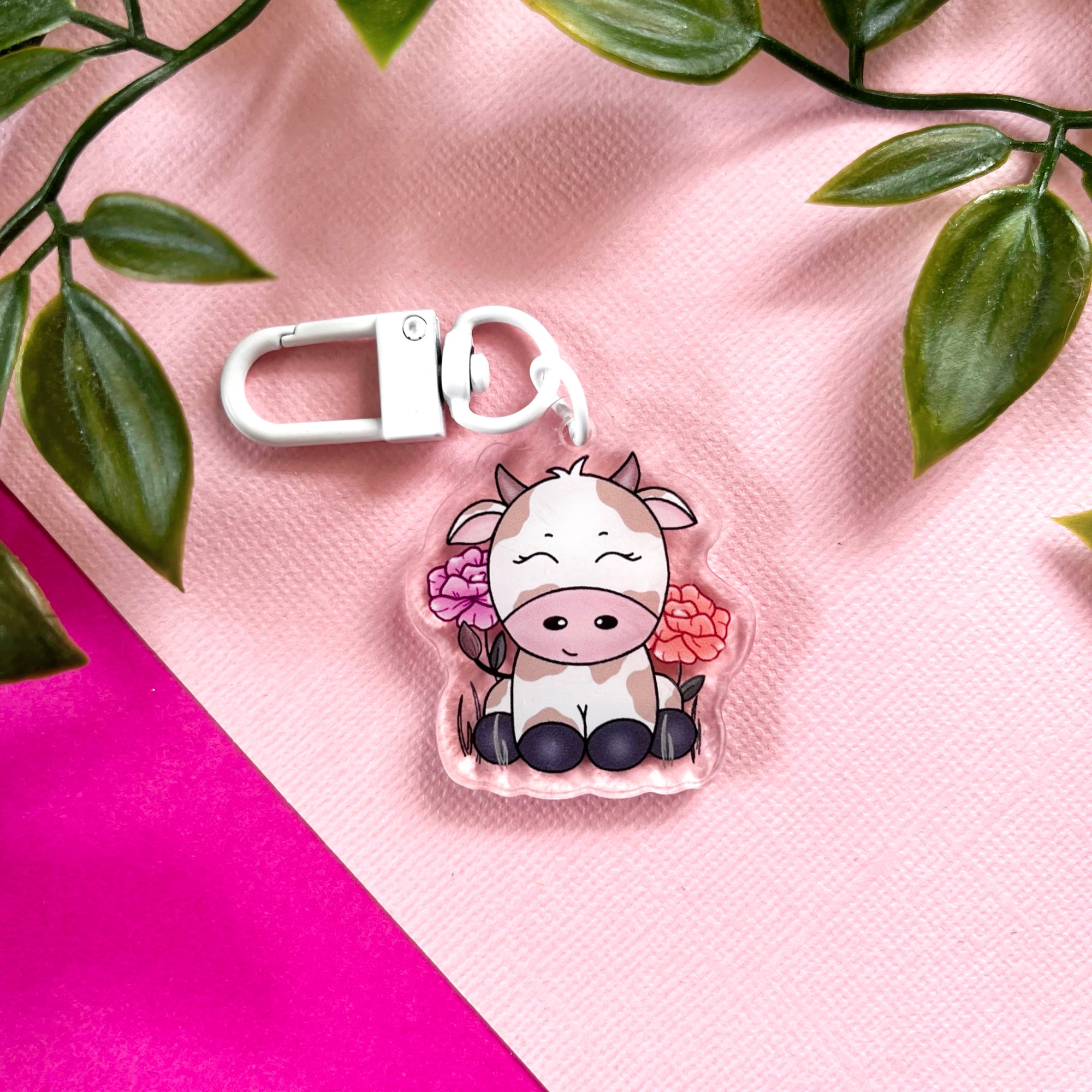 Caramel Cow Acrylic Keychain