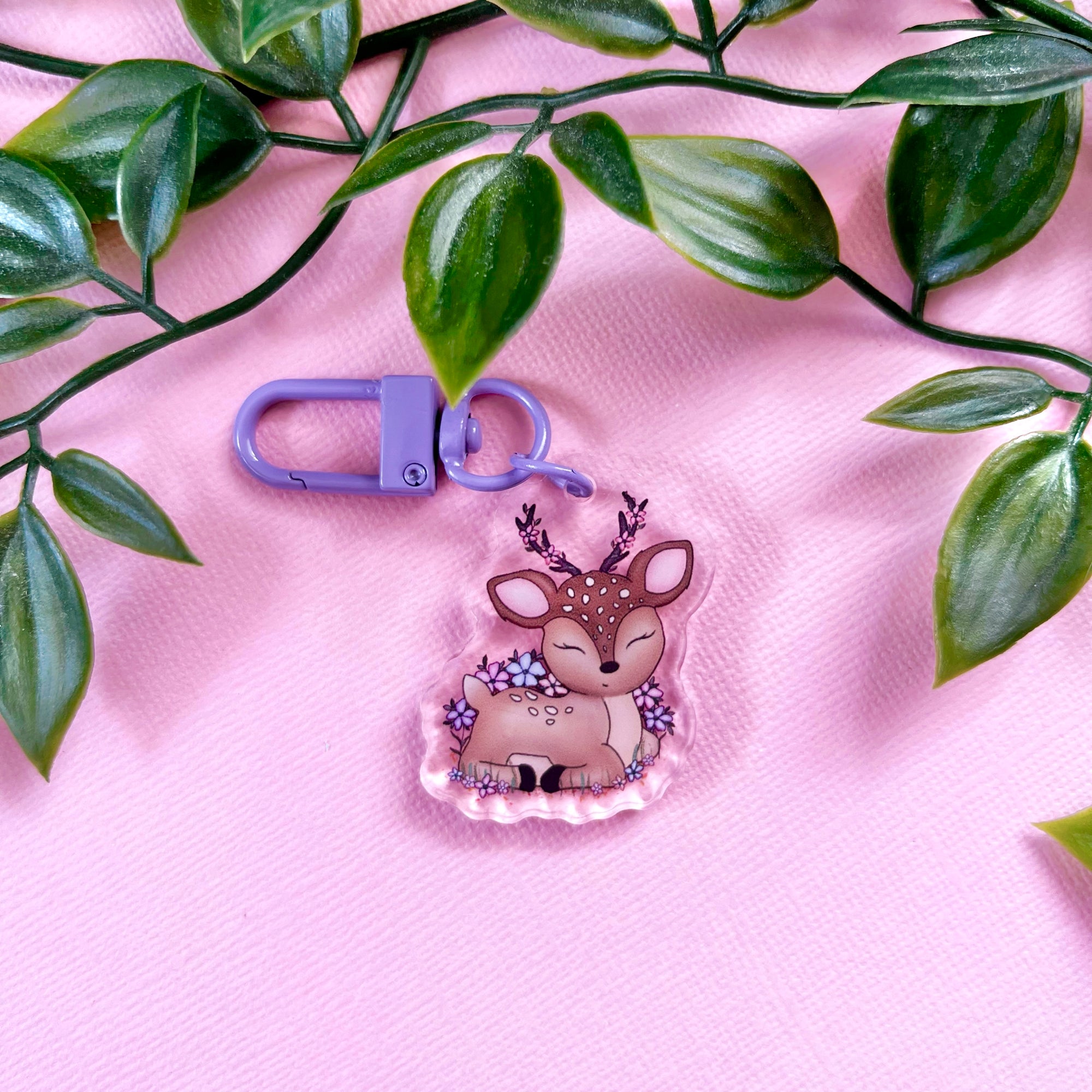 Floral Deer Acrylic Keychain
