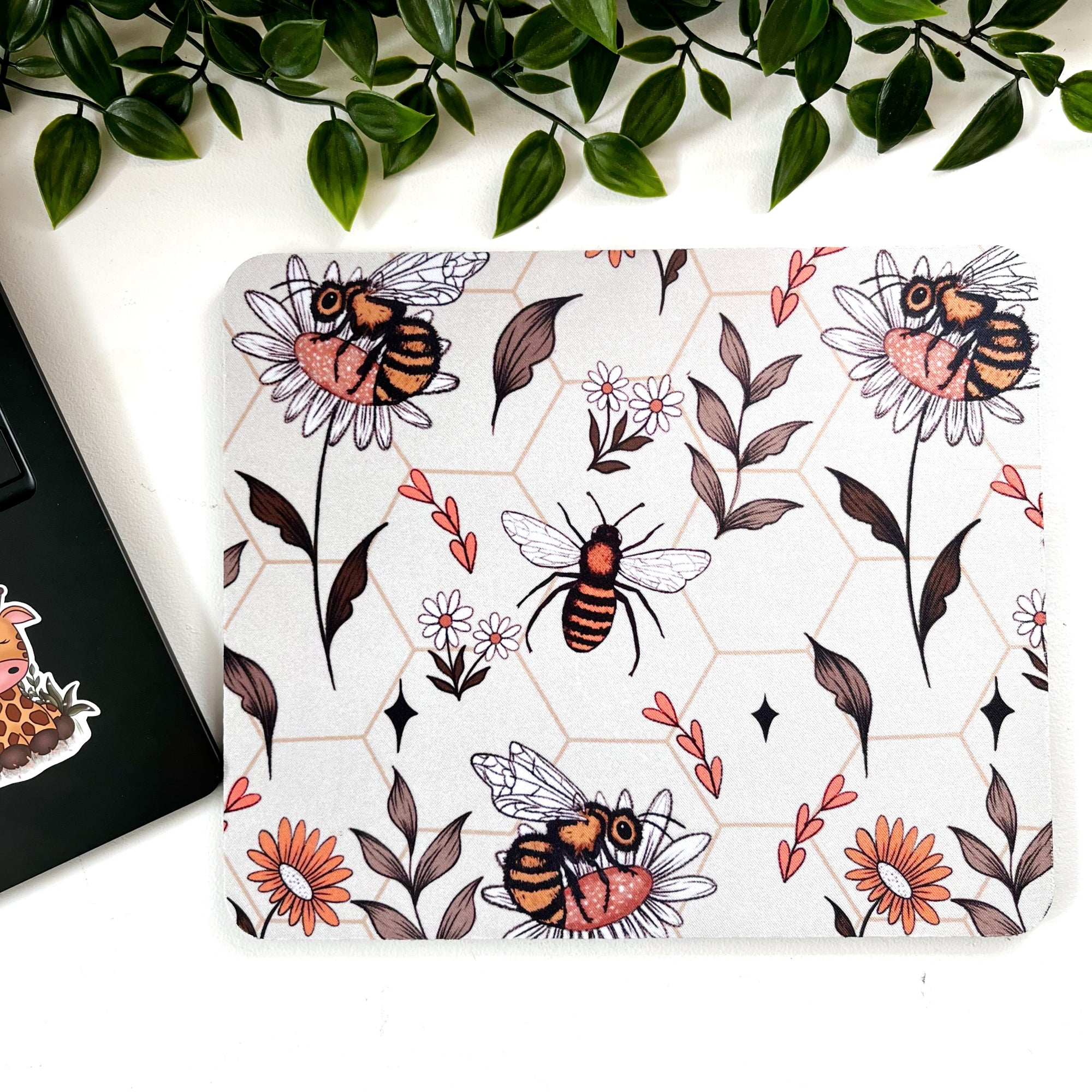 White Bee Rectangle Mousepad