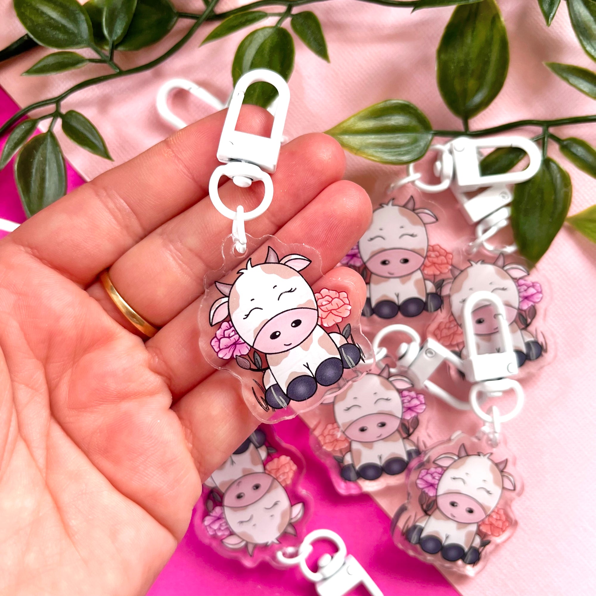 Caramel Cow Acrylic Keychain