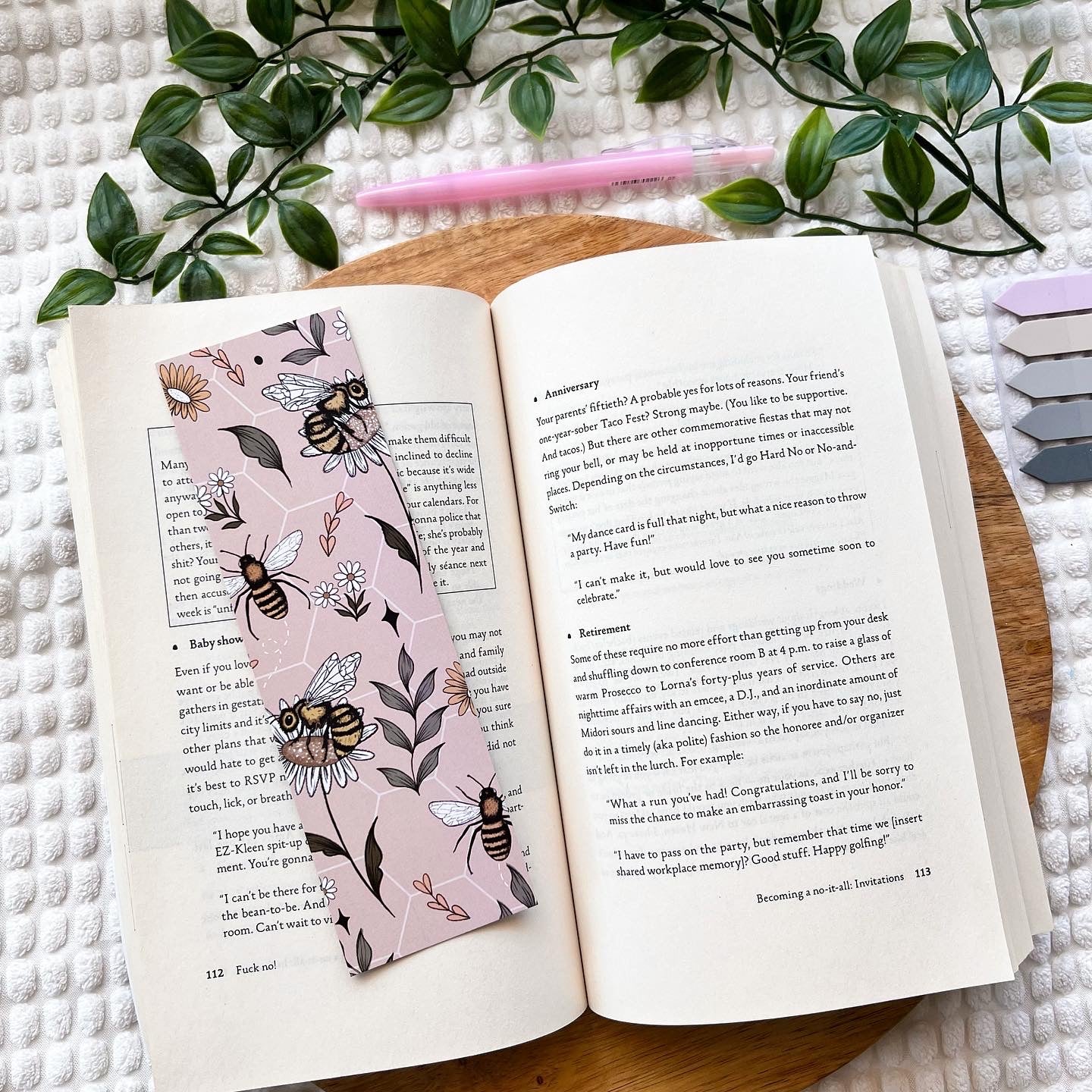Pink Bee Bookmark