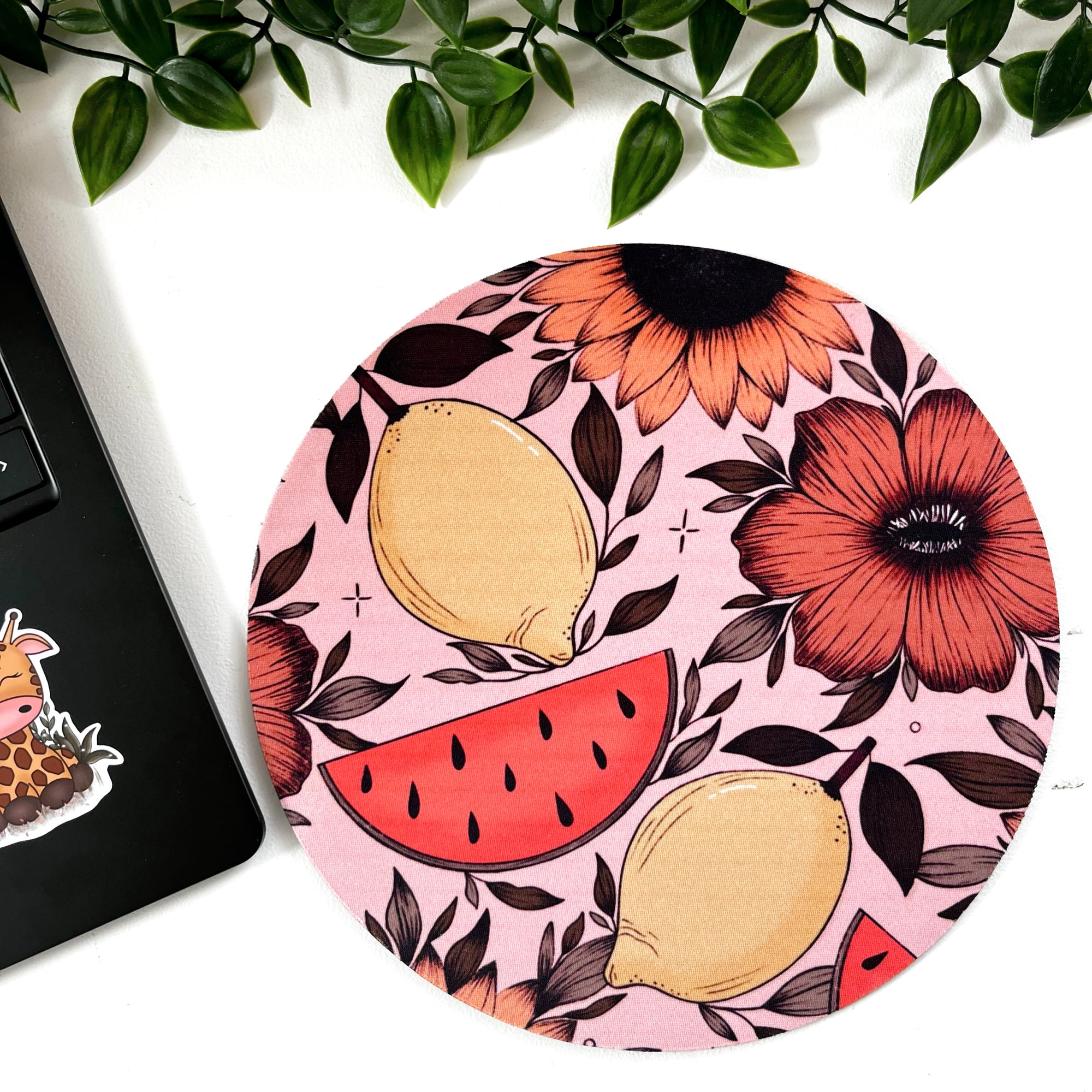 Fruity Sunflower Round Mousepad (A Grade)