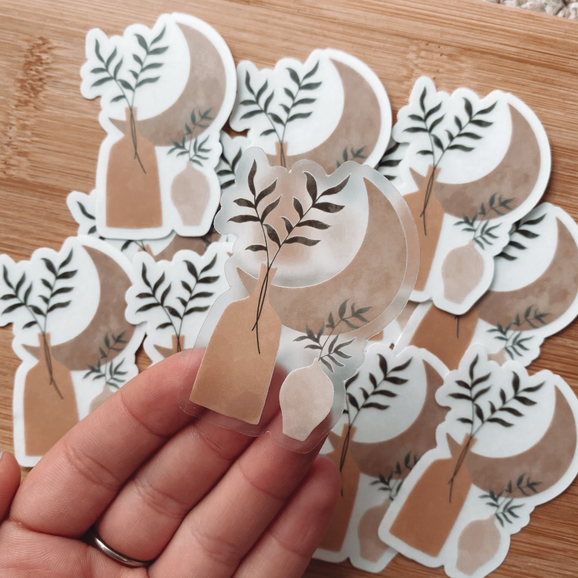 Plant & Moon Clear Sticker