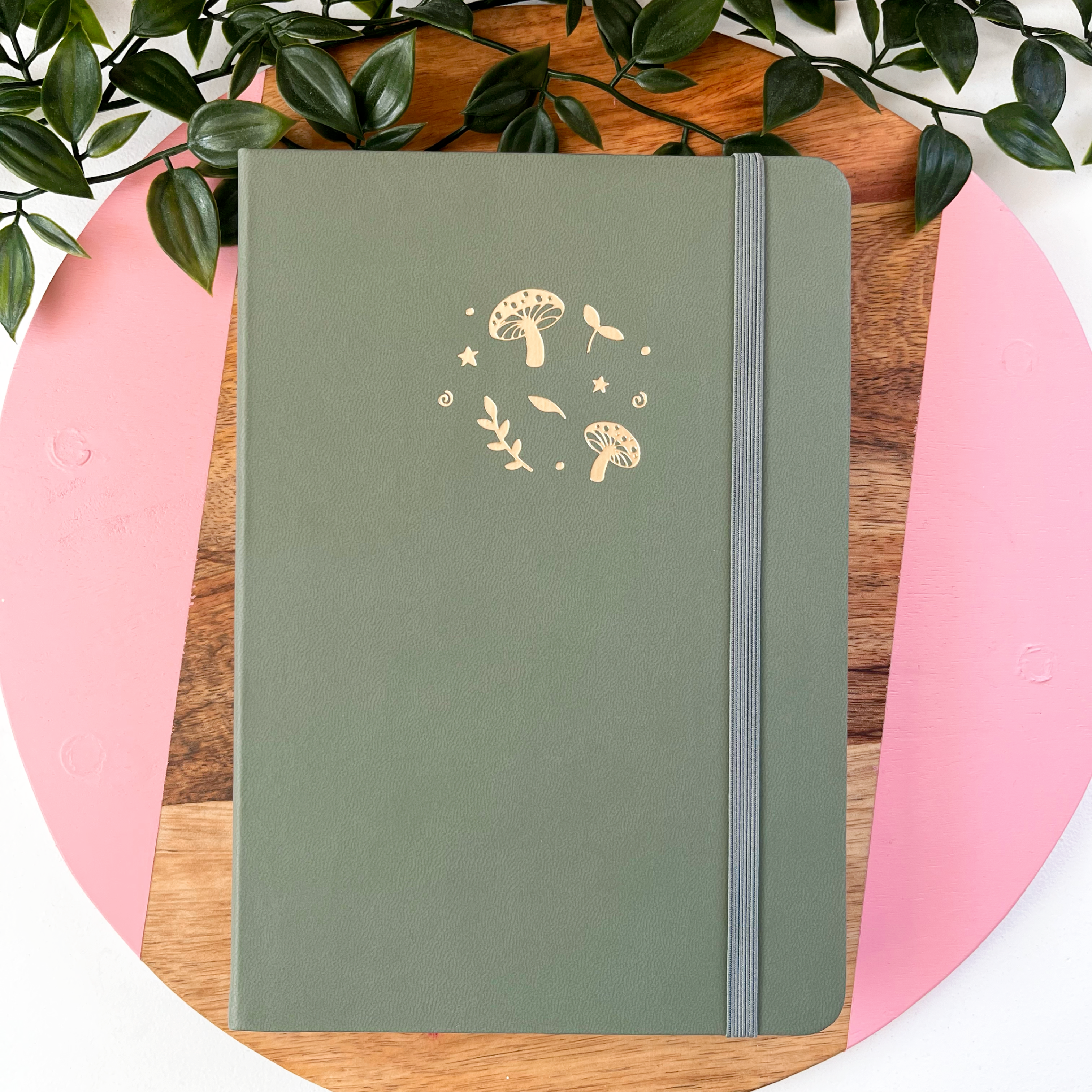 Green “Magical Mushroom Forest” Gold Foil Dot Journal - B Grade