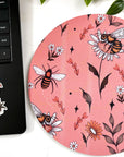 Pink Bee Round Mousepad (B Grade)