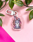 Floral Bunny Acrylic Keychain