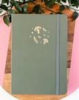 Gold Magical Mushroom Forest Green Dot Journal