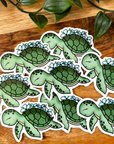 Floral Turtle Vinyl Sticker