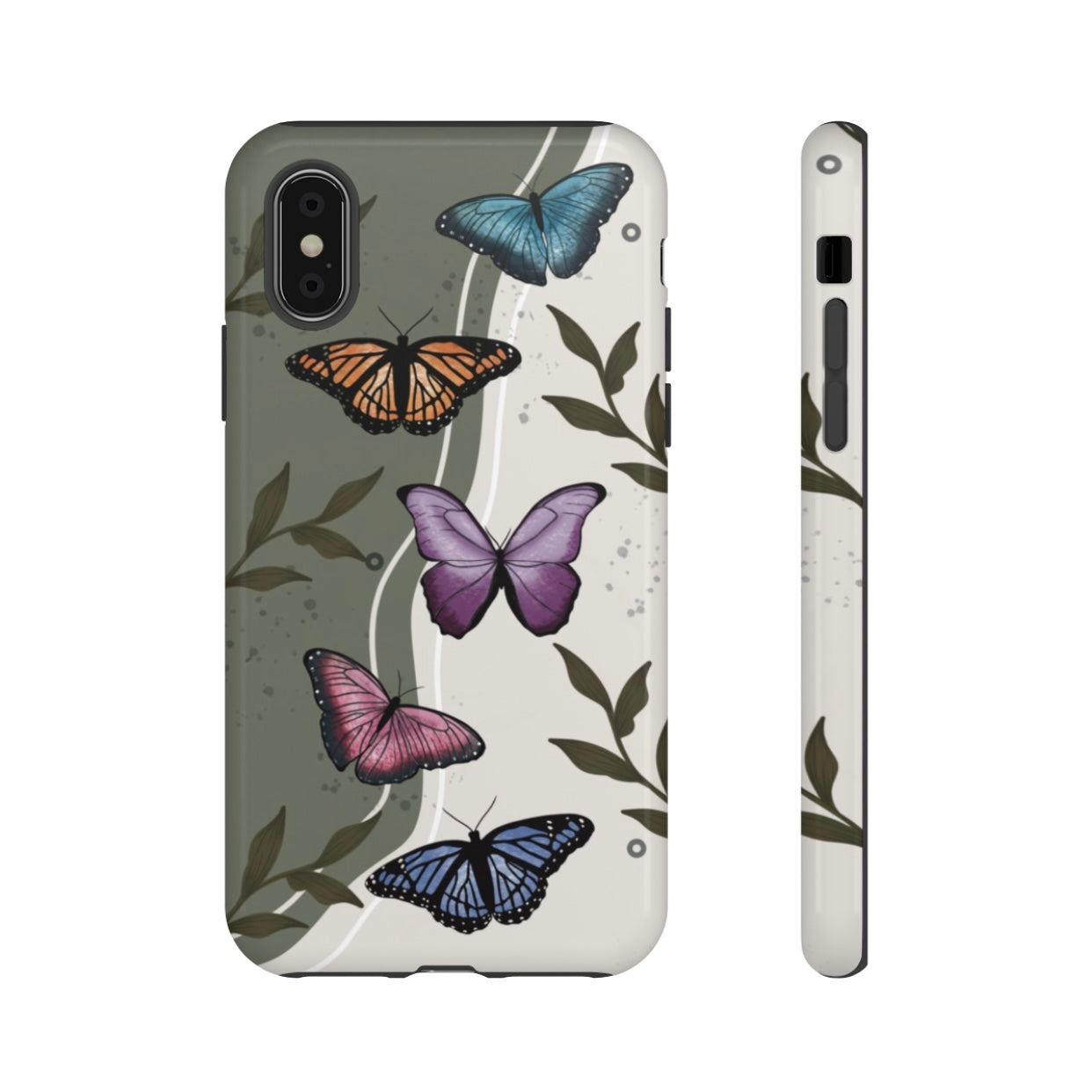 Butterfly Phone Case (Tan or Dark Green)