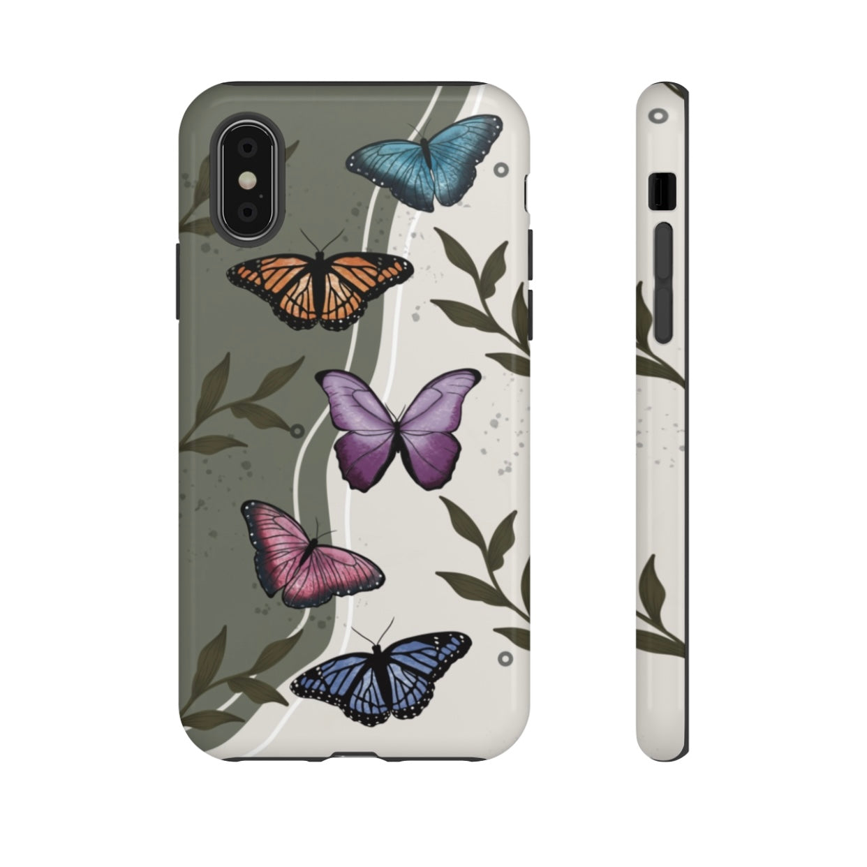 Butterfly Phone Case (Tan or Dark Green)