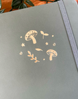 Gold Magical Mushroom Forest Green Dot Journal