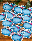 Blue Floral Whale Vinyl Sticker