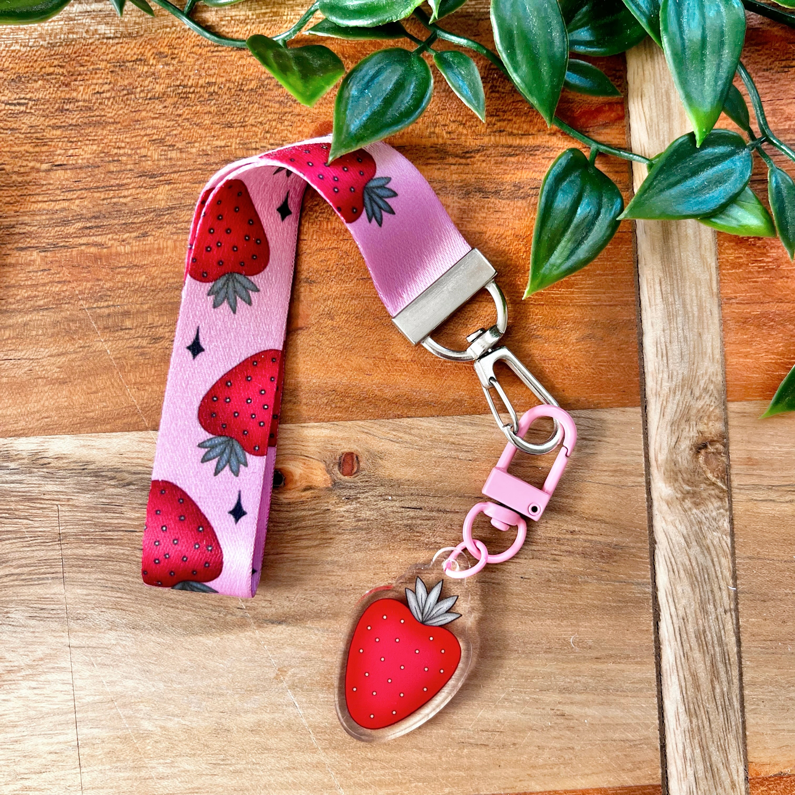 Strawberry Wristlet Keychain