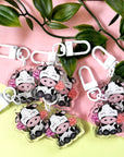 Floral Cow Acrylic Keychain