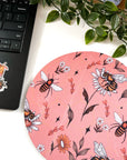 Pink Bee Round Mousepad (B Grade)