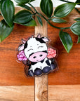 Floral Cow Acrylic Binder Clip