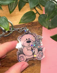 Holographic Daisy Bear Keychain