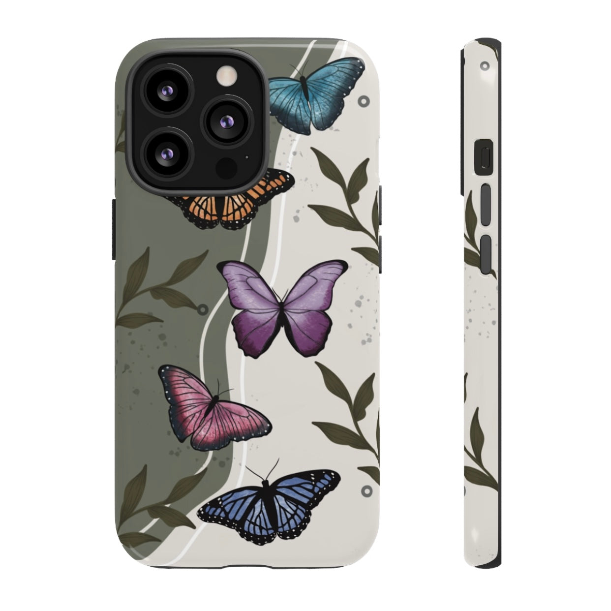 Butterfly Phone Case (Tan or Dark Green)